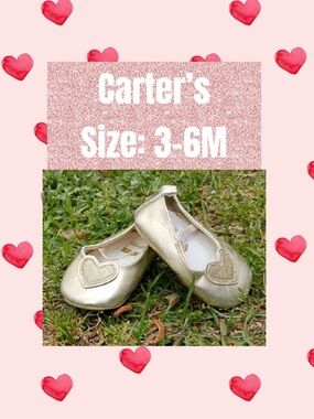 Baby Girl Metallic Gold Heart Ballet Flats